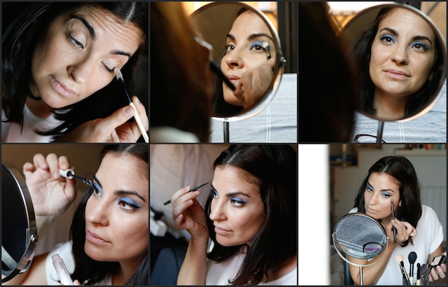 look de otoño maquillaje con sombra azul